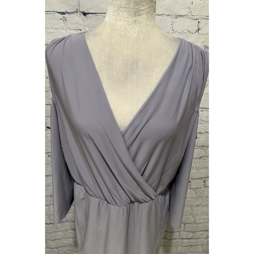 Venus Cold Shoulder Wrap Dress, Lined With Kimono Sleeves Light Purple XL - Picture 2 of 8